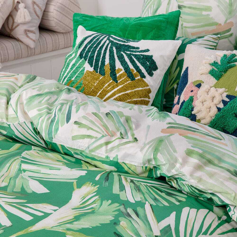 Kas Australia Oliana Super King Bed Quilt Cover Set w/ 2x Pillowcases - Green