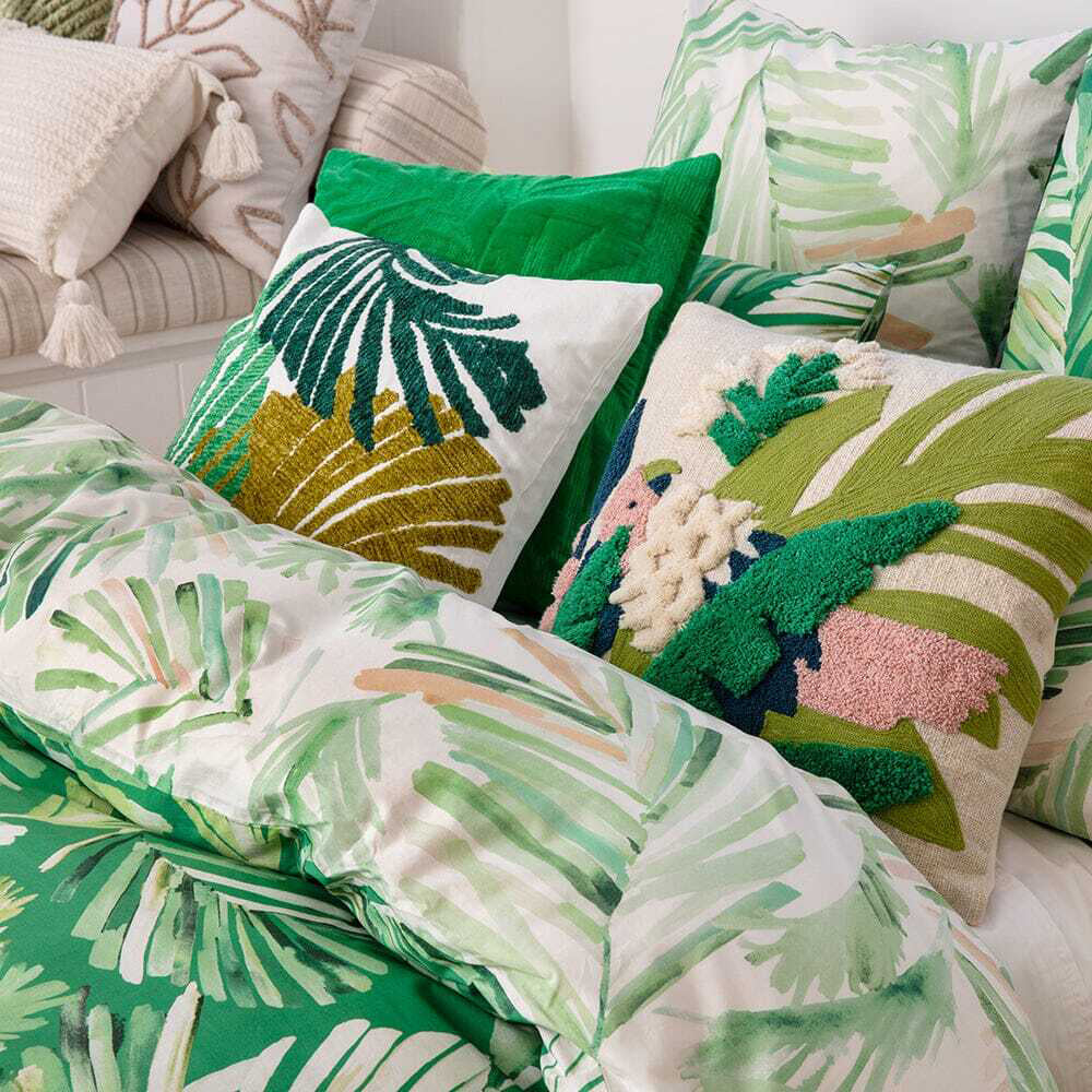 Kas Australia Oliana Super King Bed Quilt Cover Set w/ 2x Pillowcases - Green