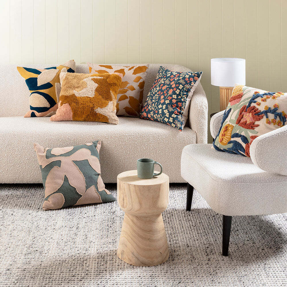 Kas Australia Bracken Filled Cushion Decor Square 50x50cm - Ochre