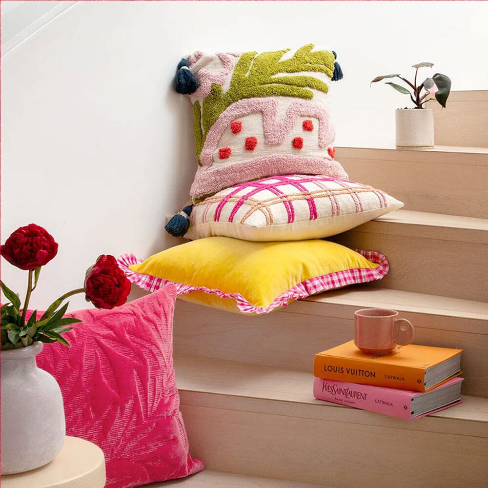 Kas Australia Kento Filled Cushion Decor Square 50x50cm - Hot Pink