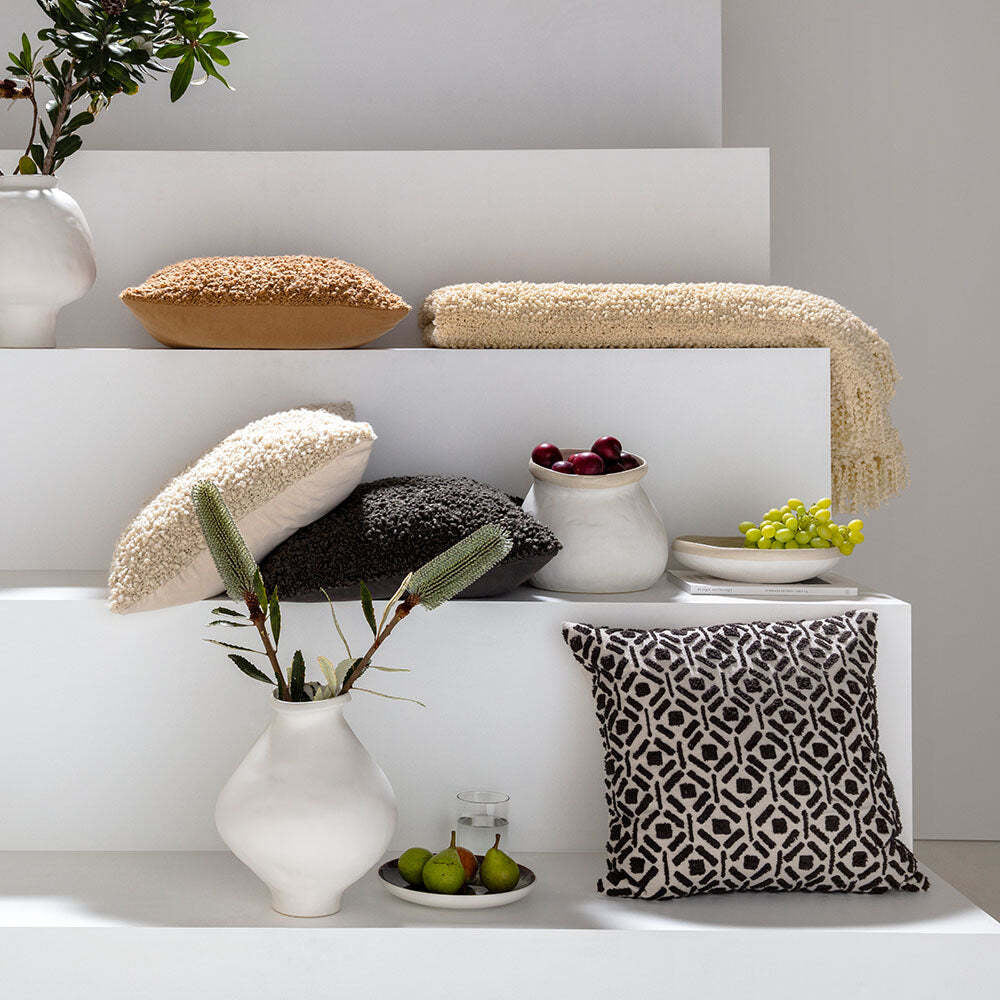 Kas Australia Kinhasa Filled Cushion Decor Square 50x50cm - Charcoal