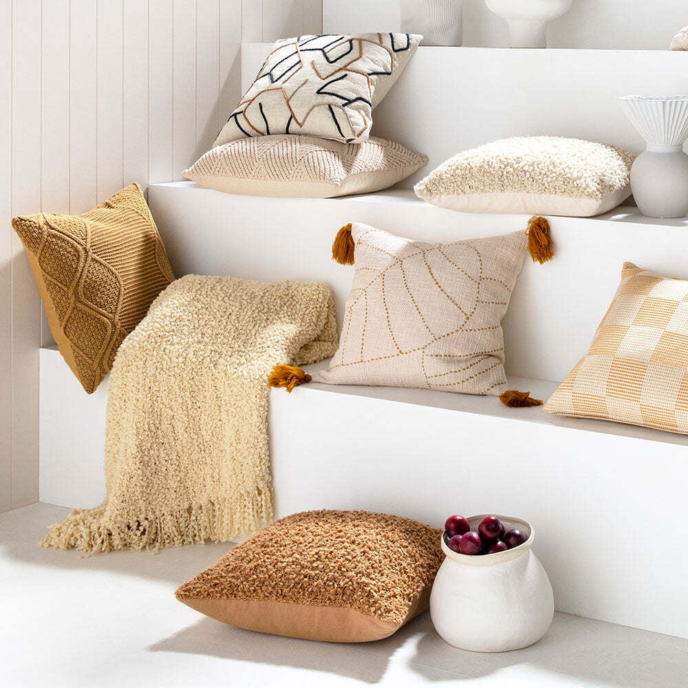 Kas Australia Tate Filled Cushion Decor w/ Tassle Square 50x50cm - Natural