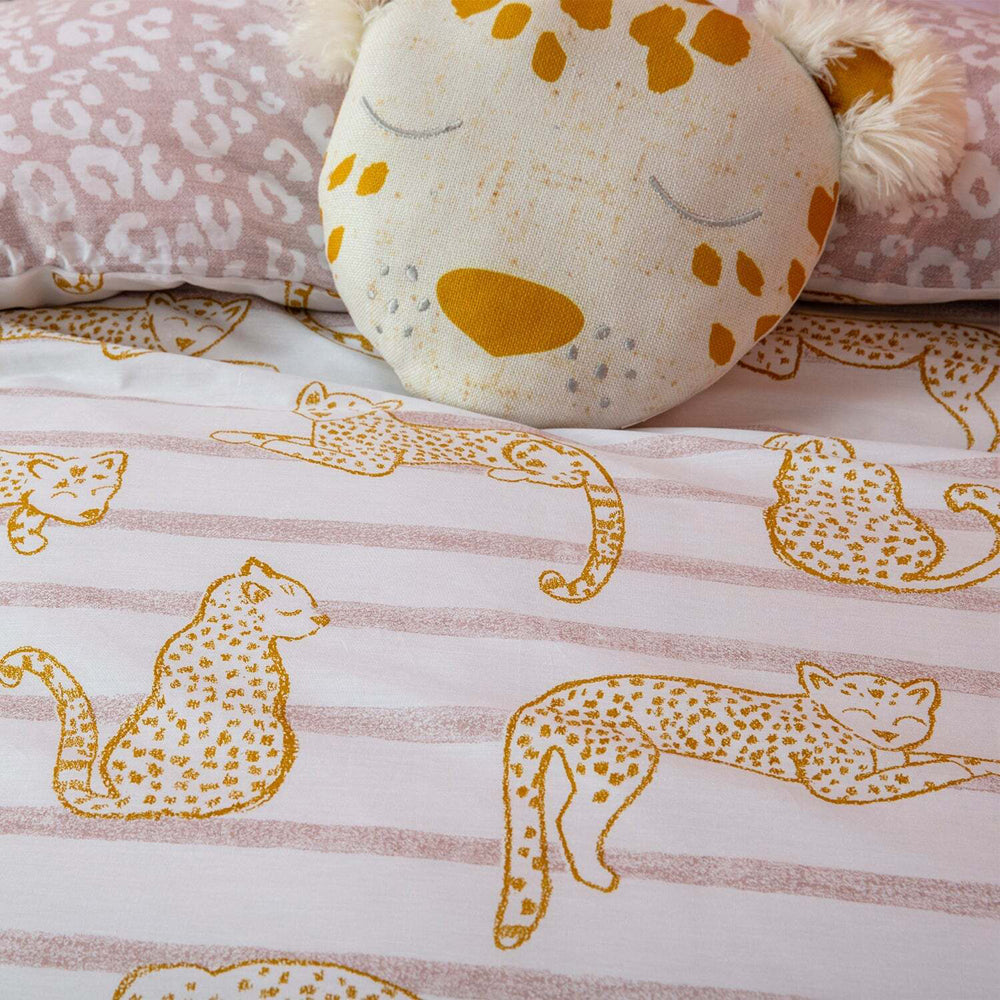 Kas Kids Lazy Leopard Double Bed Quilt Cover Set w/ 2x Pillowcases - Multi
