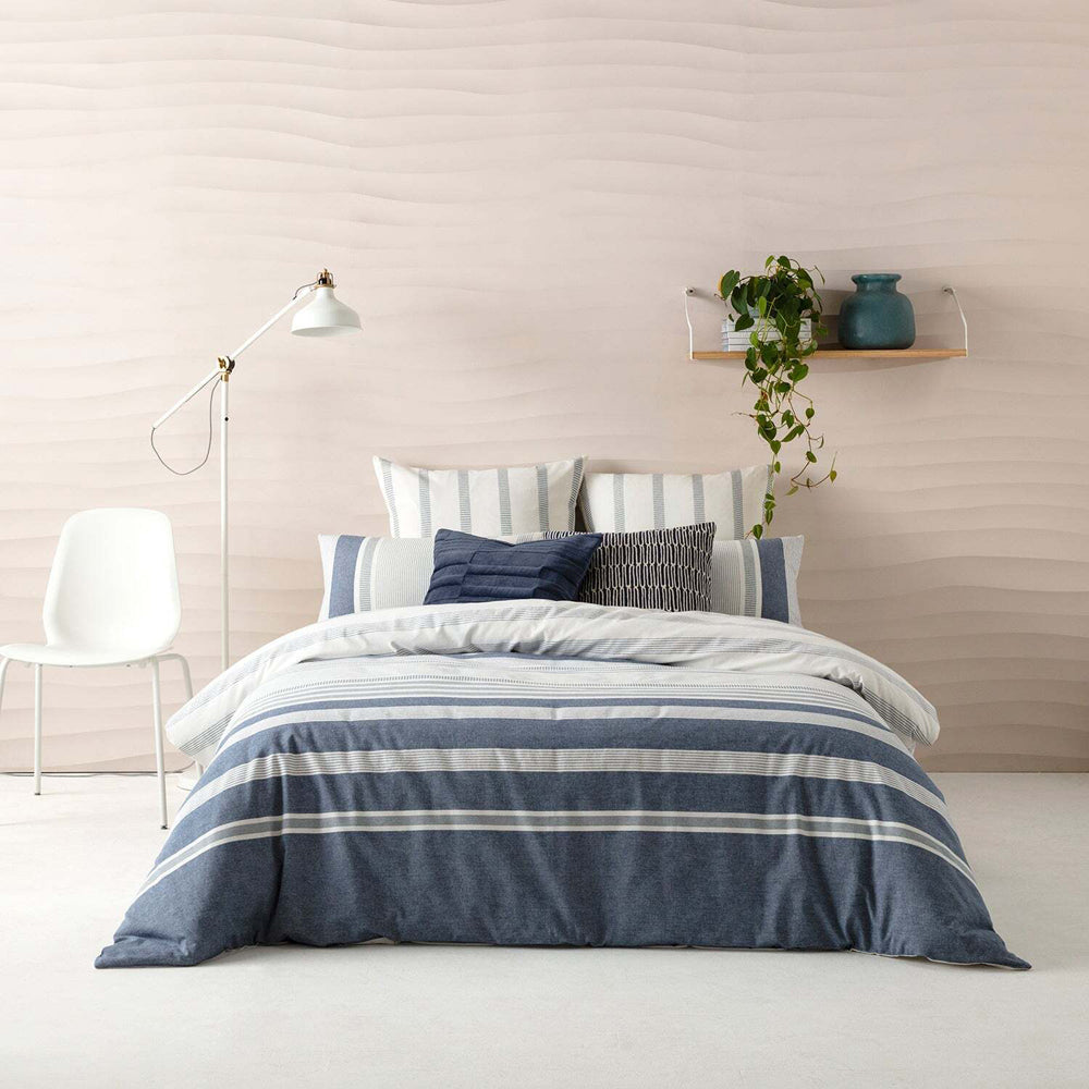 Kas Australia Jonah Euro Throw Pillowcase 65x65cm - Denim