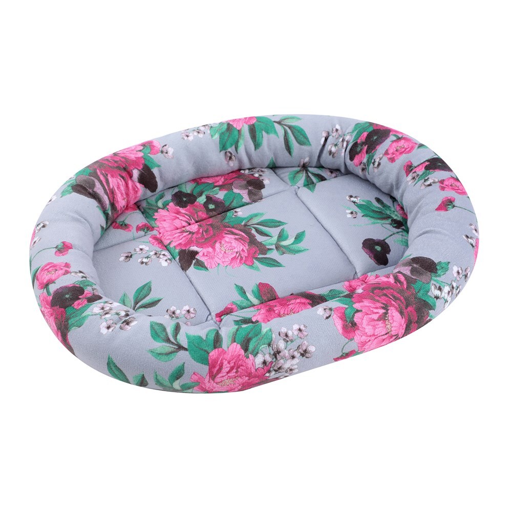 32876-3pc-paws-claws-floral-cat-bed-oval-42x36cm-assorted