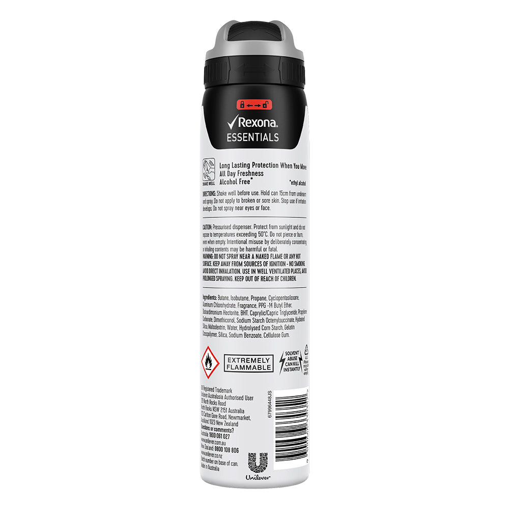 6x Rexona Anti-Perspirant 250ml Deodorant Essentials Men