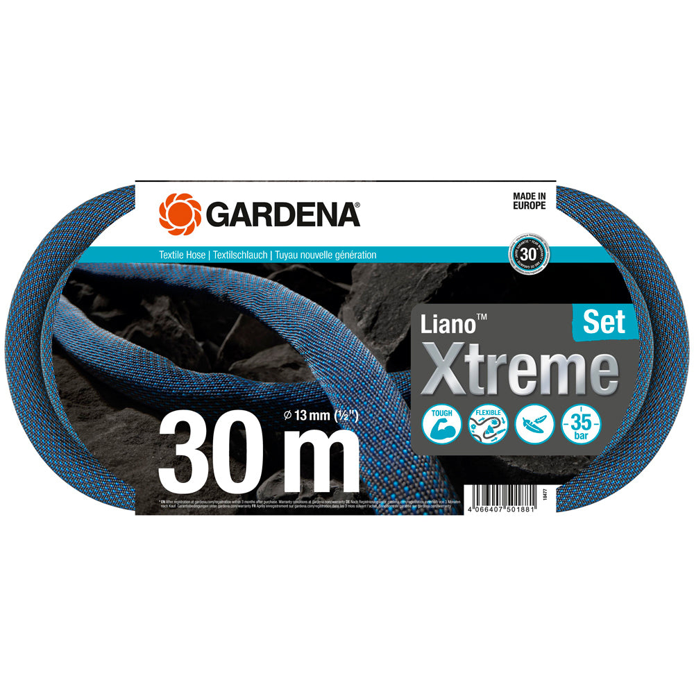 Gardena Textile Liano Xtreme 30m Watering Hose Set