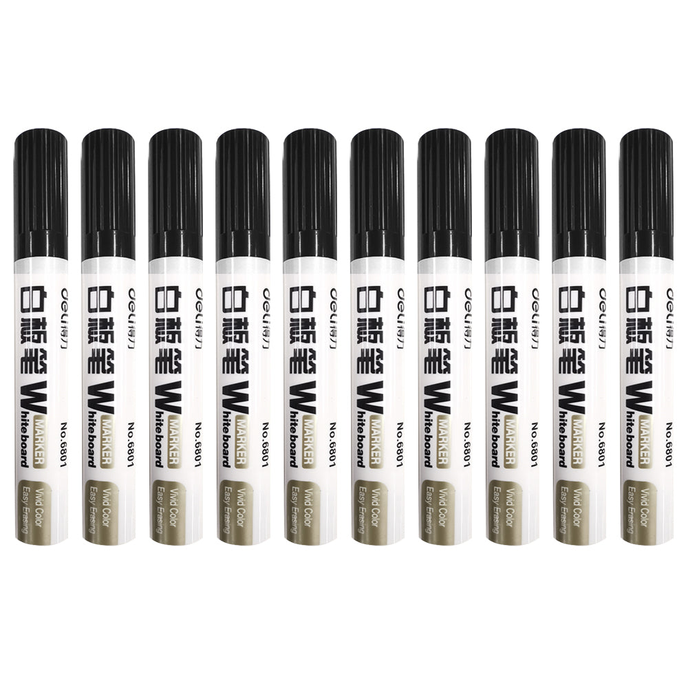 6801-bk-10pc-deli-whiteboard-marker-black