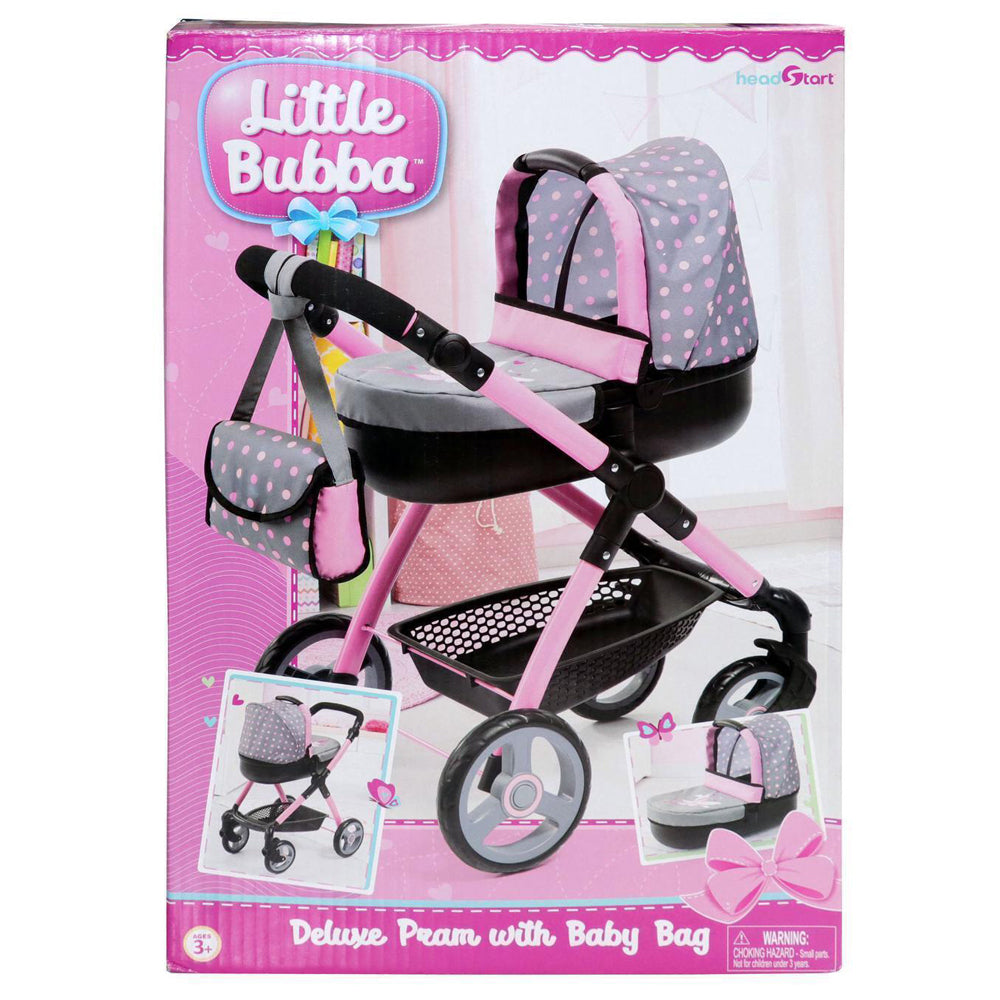 79719-little-bubba-doll-pram-stroller-w-handbag-kids-toy-3y