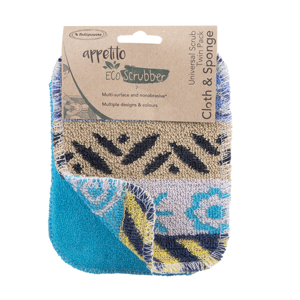 3752-2pc-appetito-eco-scrubber-cloth-sponge-universal-scrub-12x16-5cm-assorted