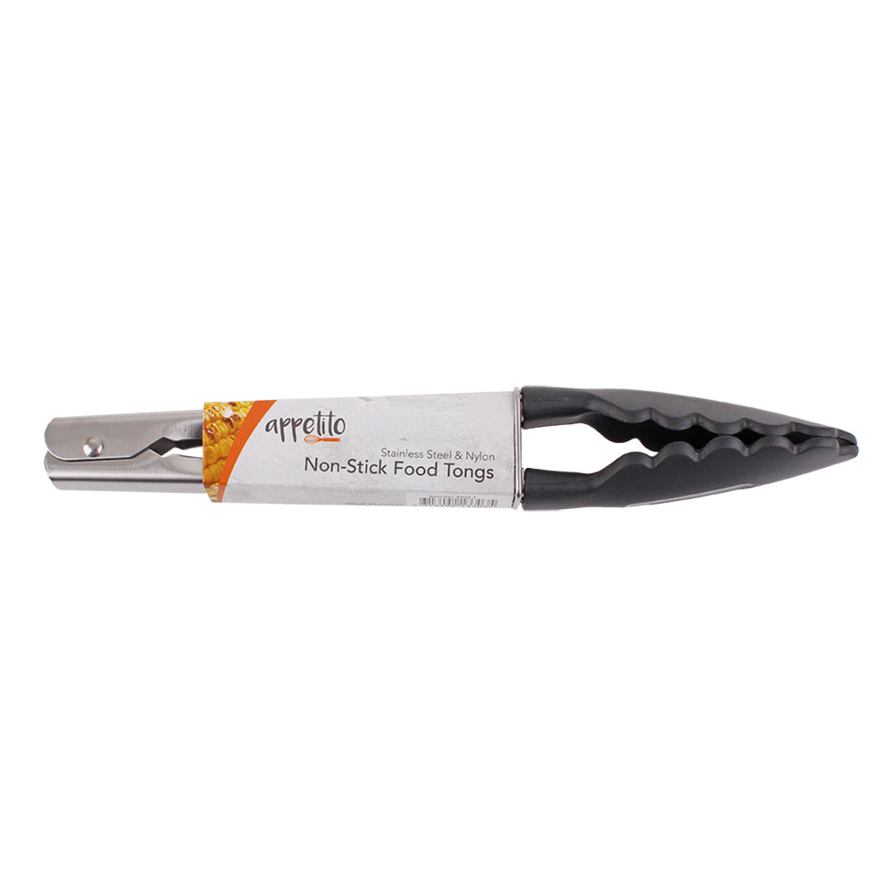 3303-1-appetito-stainless-steel-tongs-w-nylon-head-24cm-black