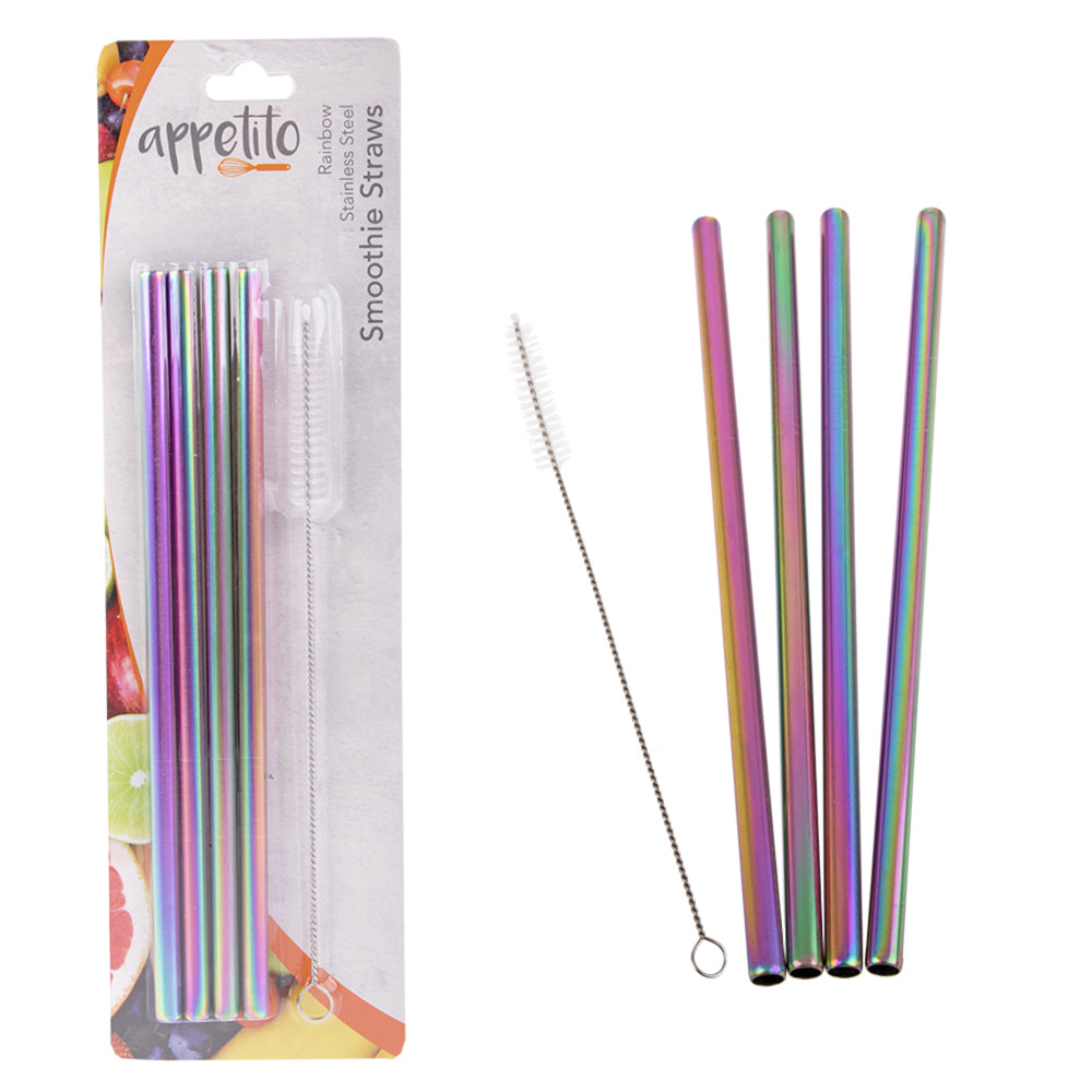 3440rw-4pc-appetito-stainless-steel-straight-smoothie-straws-w-brush-rainbow