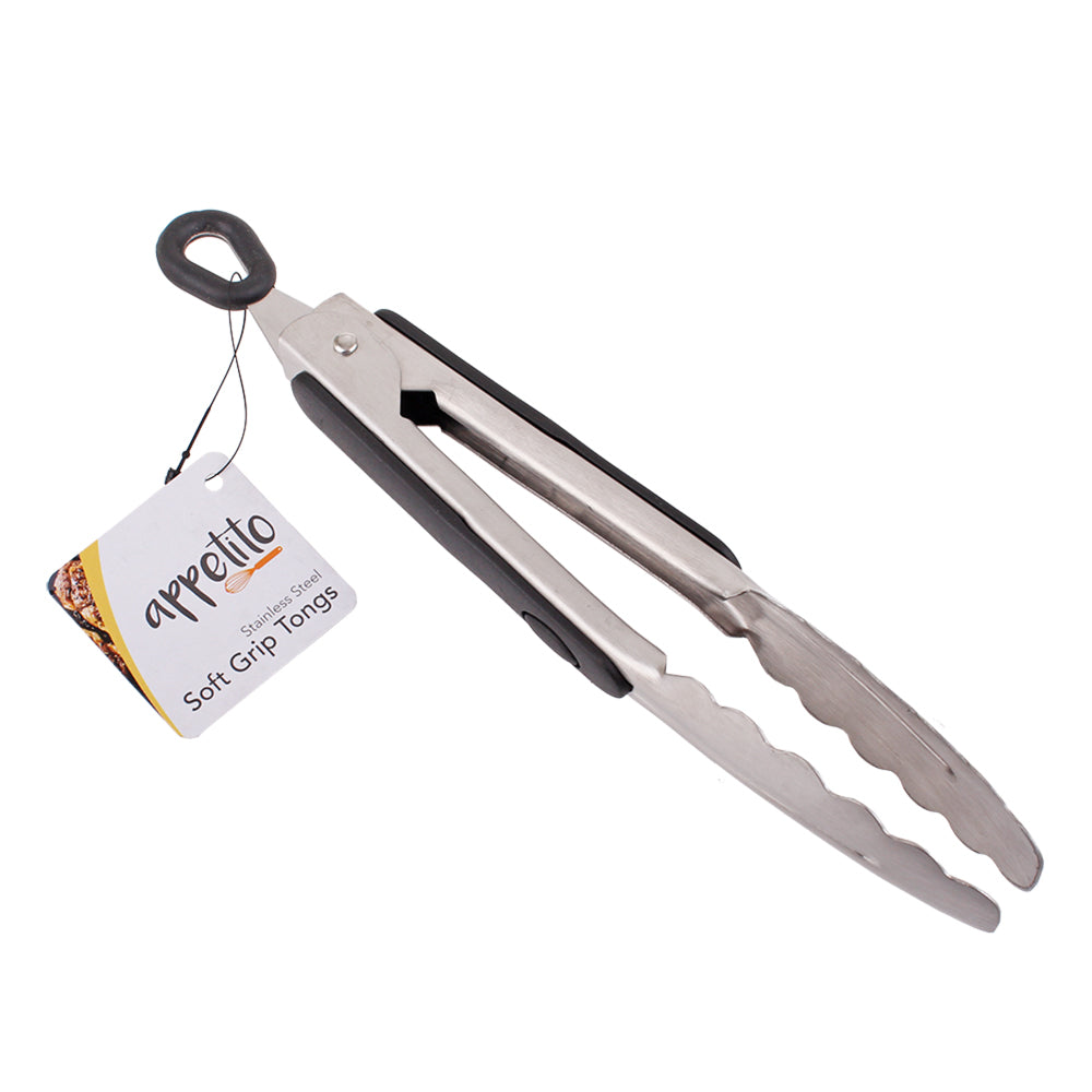3304-1-appetito-heavy-duty-stainless-steel-tongs-w-rubber-grip-locking-ring-20cm