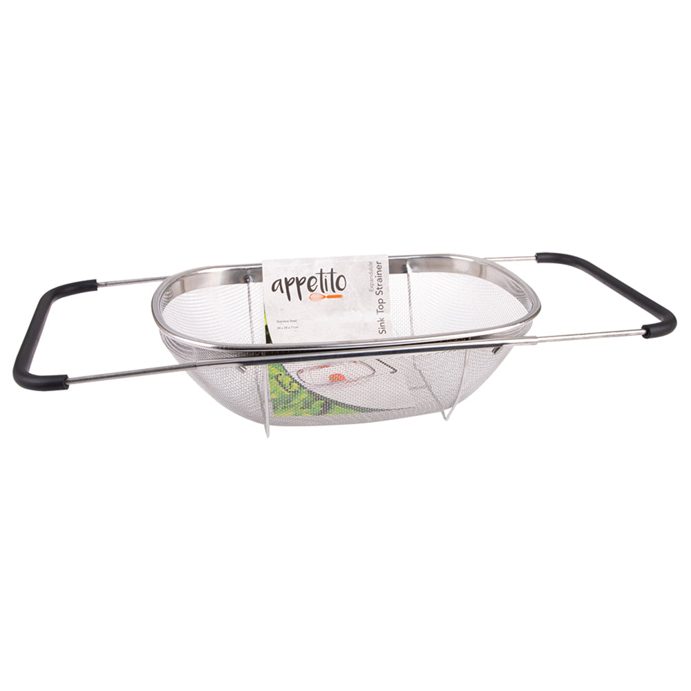 2336-appetito-stainless-steel-34x11cm-sink-top-strainer-expandable-large