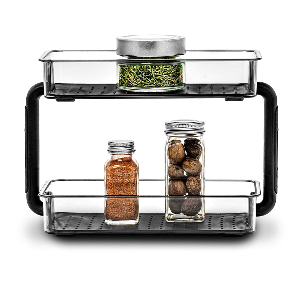 4523-1c-madesmart-clear-2-tier-spice-organiser-26x18cm-rectangle-carbon