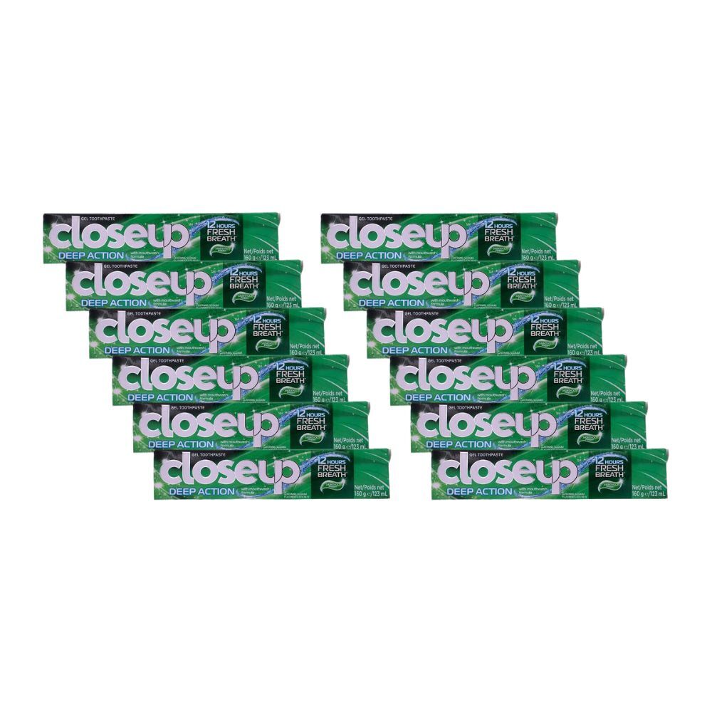 Closeup Gel Toothpaste Deep Action Menthol Fresh 160g Dental/Oral Care Tube (12 Pack)