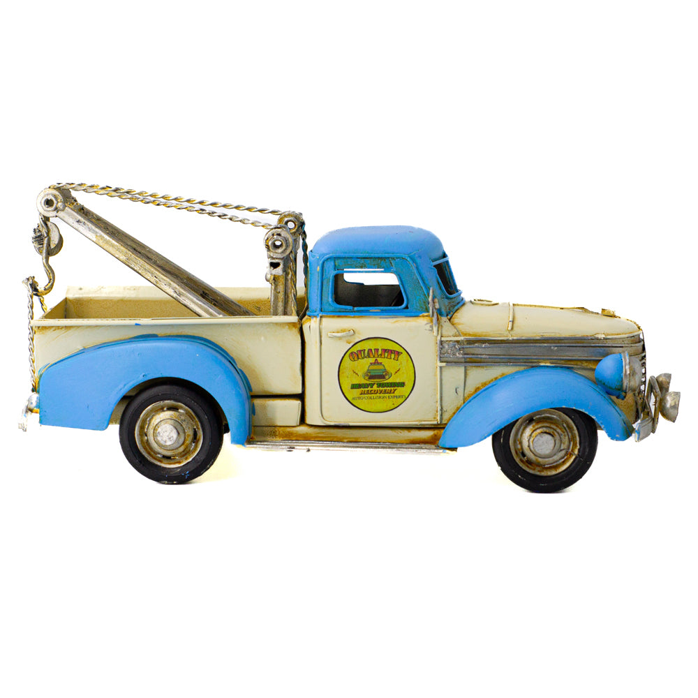 31156-boyle-vintage-tow-truck-metal-ornament-blue-white-29cm