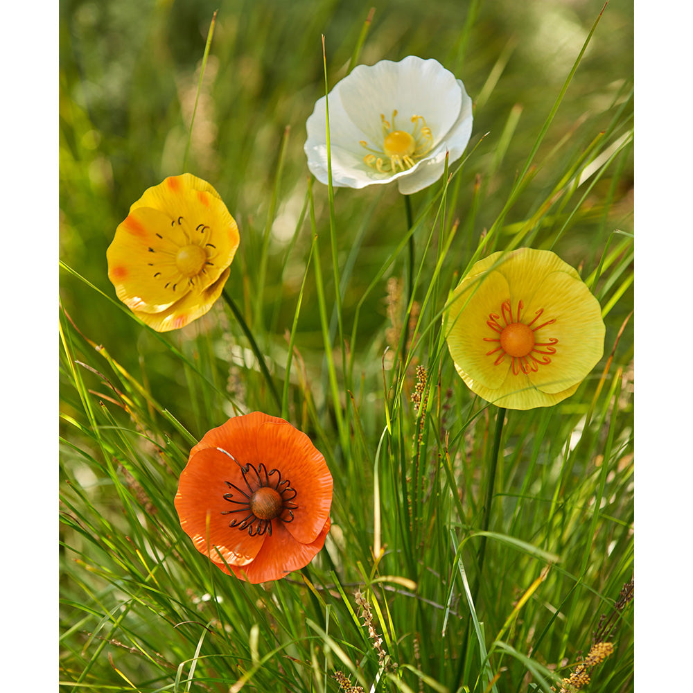 15648-3pc-stake-49-75-90cm-metal-poppy-sunset-flower-garden-decor