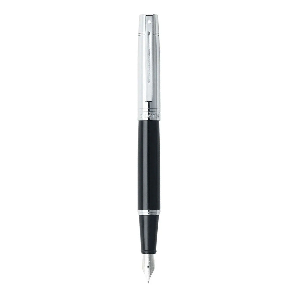 110473-sheaffer-300-gloss-fountain-pen-medium-nib-black-chrome-trim-cap