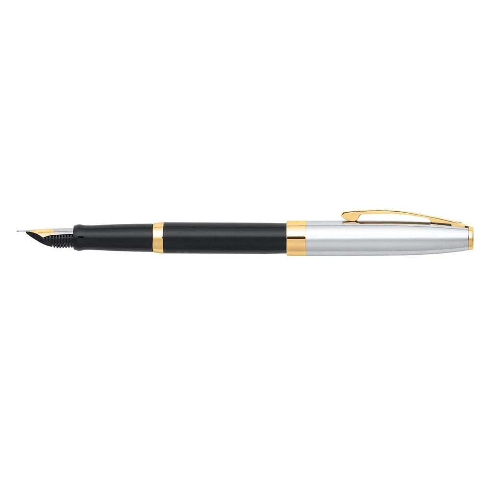 110586-sheaffer-sagaris-fountain-pen-medium-nib-black-chrome-gold-tt