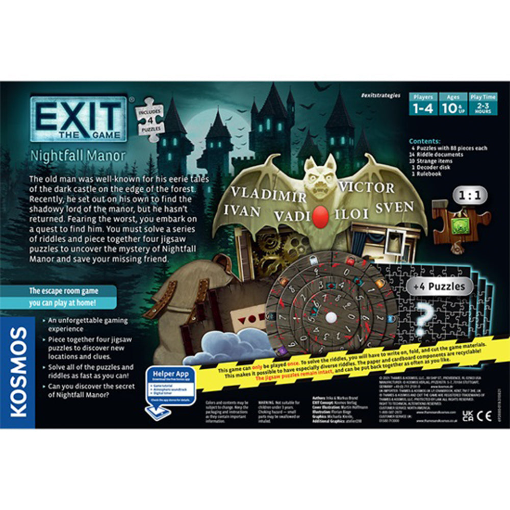 Kosmos Exit The Game Nightfall Manor w/ Jigsaw Puzzle 10y+