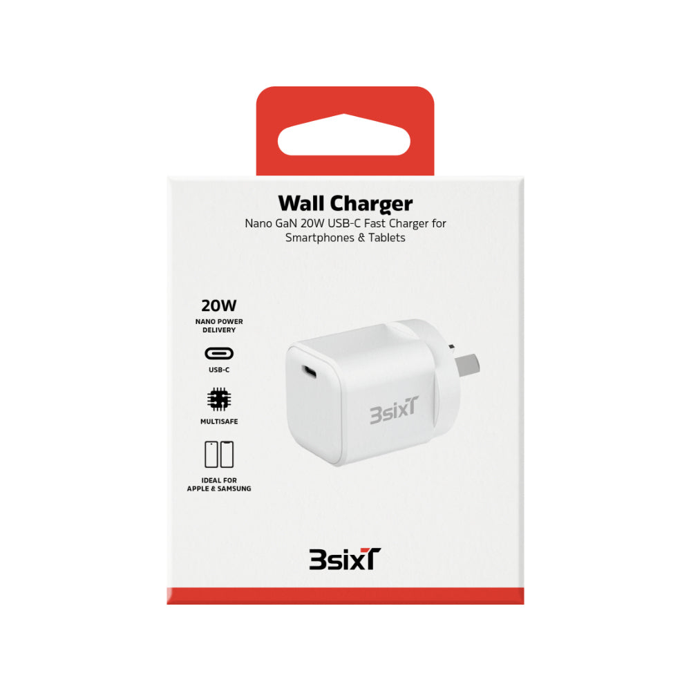 3s-2620-3sixt-wall-charger-adapter-gan-20w-usb-c-pd-white