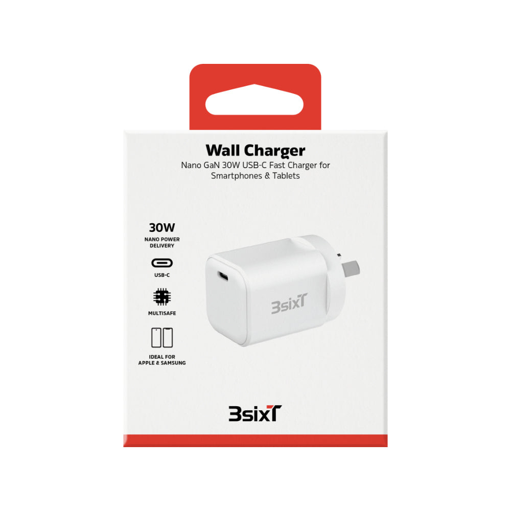 3s-2621-3sixt-wall-charger-adapter-gan-30w-usb-c-pd-white