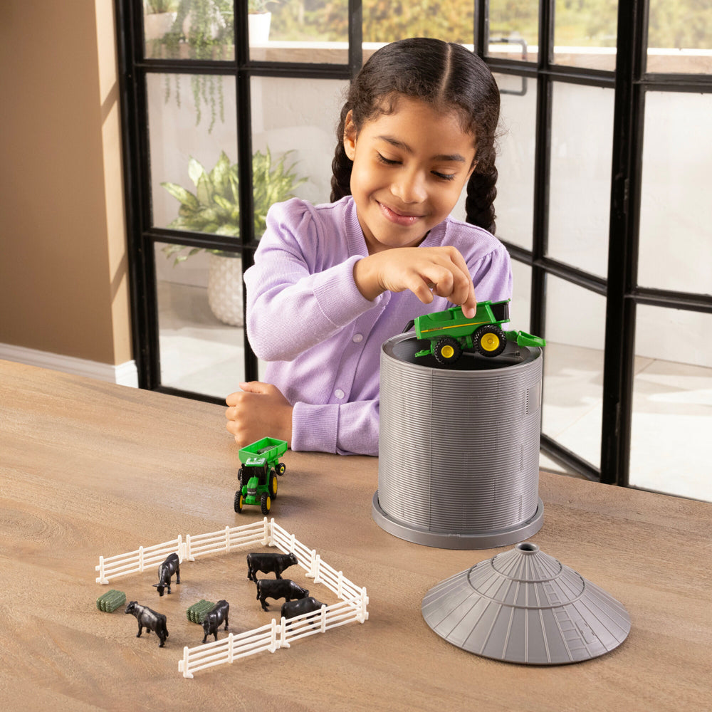 47595-20pc-john-deere-farm-playset-w-grain-bin-1-64-scale-kids-toy-3y