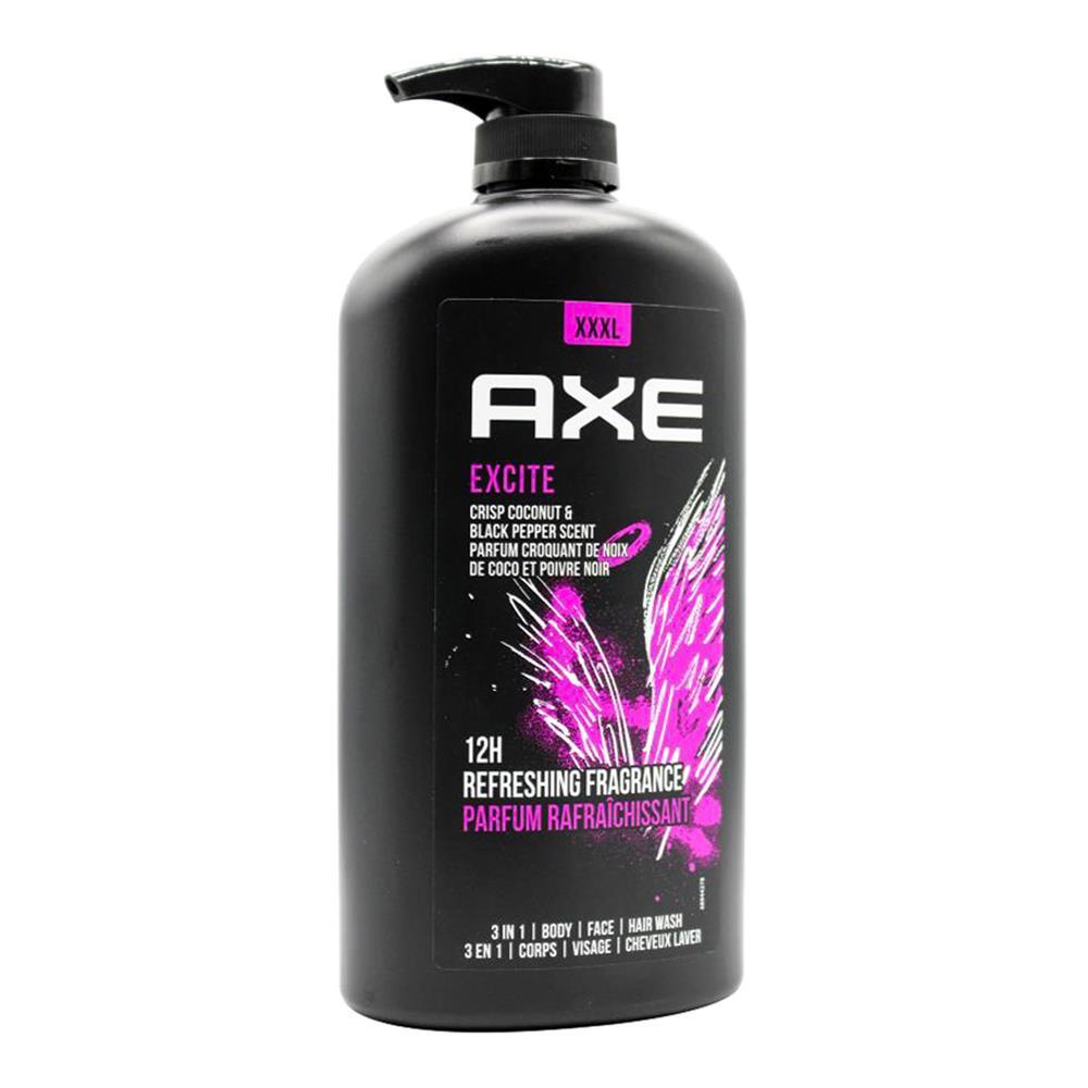 Axe Excite 3in1 Body Face Hair Wash 1L For Men Crisp Coconut & Black Pepper