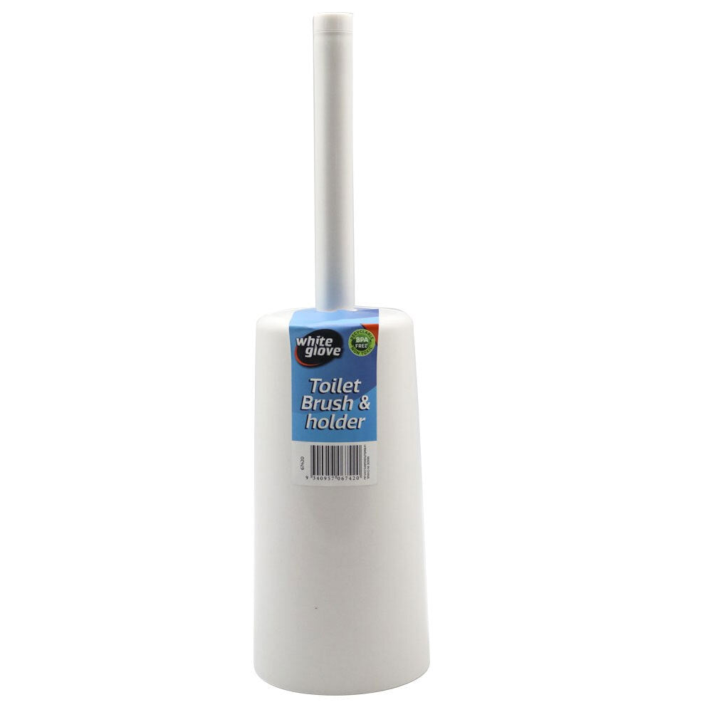 White Glove Bathroom Plastic Cleaning Toilet Brush w/ Holder Accessory White (2 Pack) — image 4
