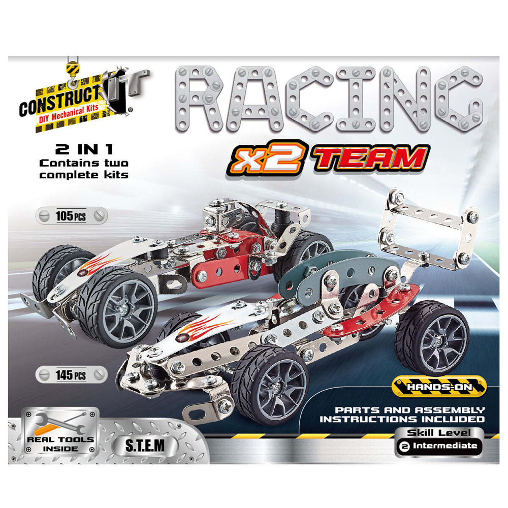Construct IT 2in1 Racing Car Set Kids STEM Build Toy Set 8y+