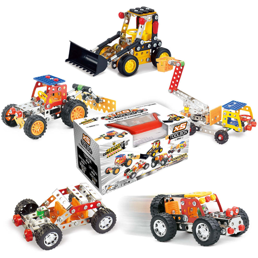 Construct IT 5in1 Toolbox Kids STEM Metal Construction Set 8y+