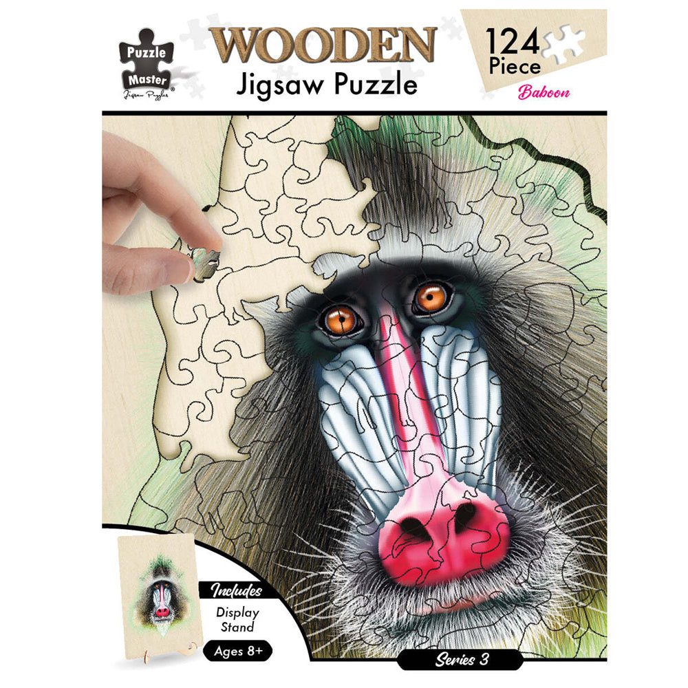 128pc Puzzle Master Kids Wooden Jigsaw Puzzle Series 4 - Baboon 12y+