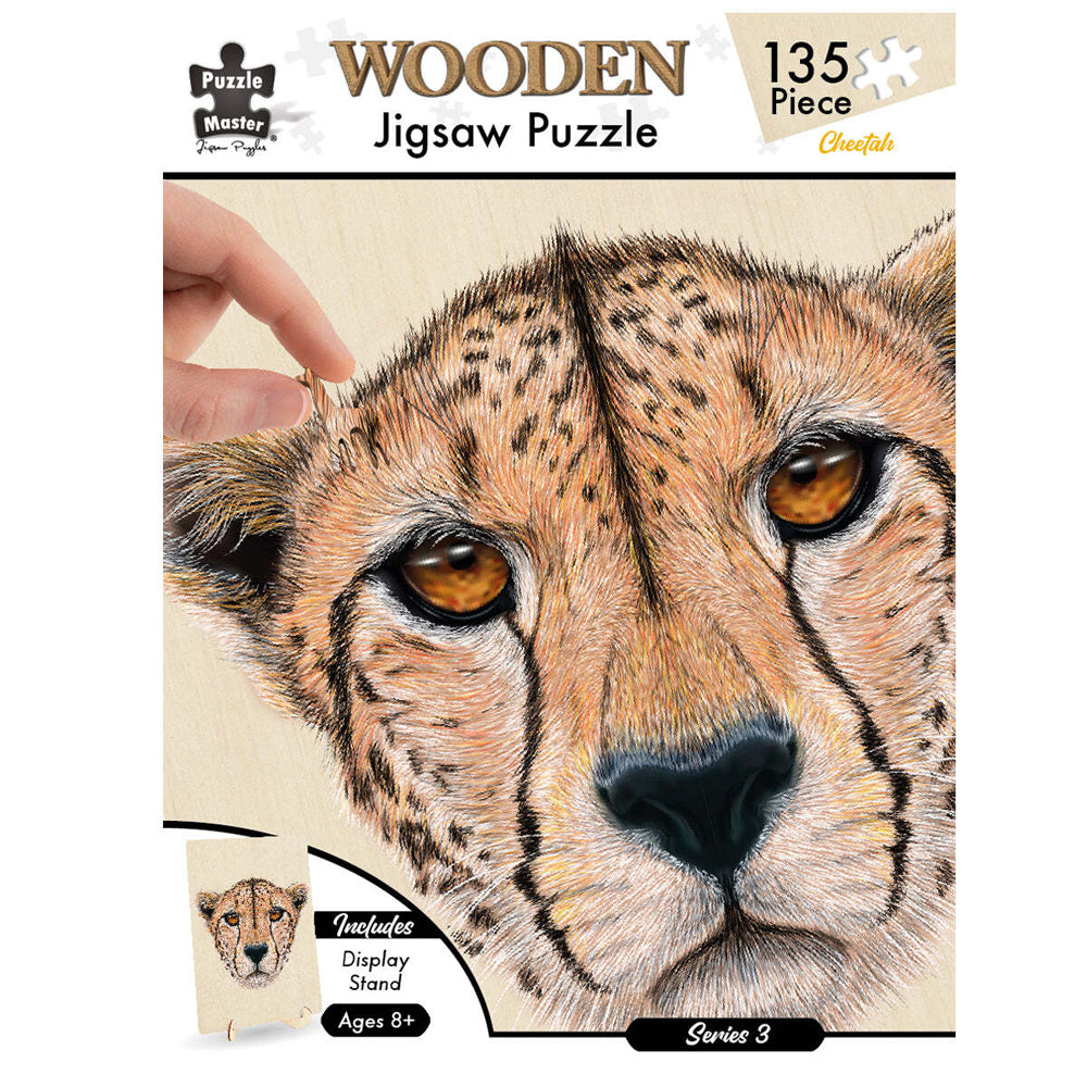 128pc Puzzle Master Kids Wooden Jigsaw Puzzle Series 5 - Cheetah 12y+