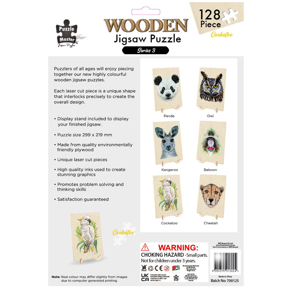 128pc Puzzle Master Kids Wooden Jigsaw Puzzle Series 5 - Cockatoo 12y+