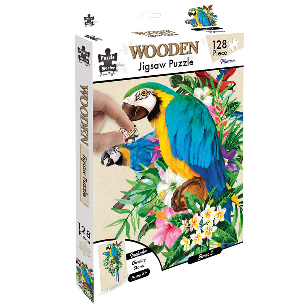 128pc Puzzle Master Kids Wooden Jigsaw Puzzle Series 5 - Macaw 12y+