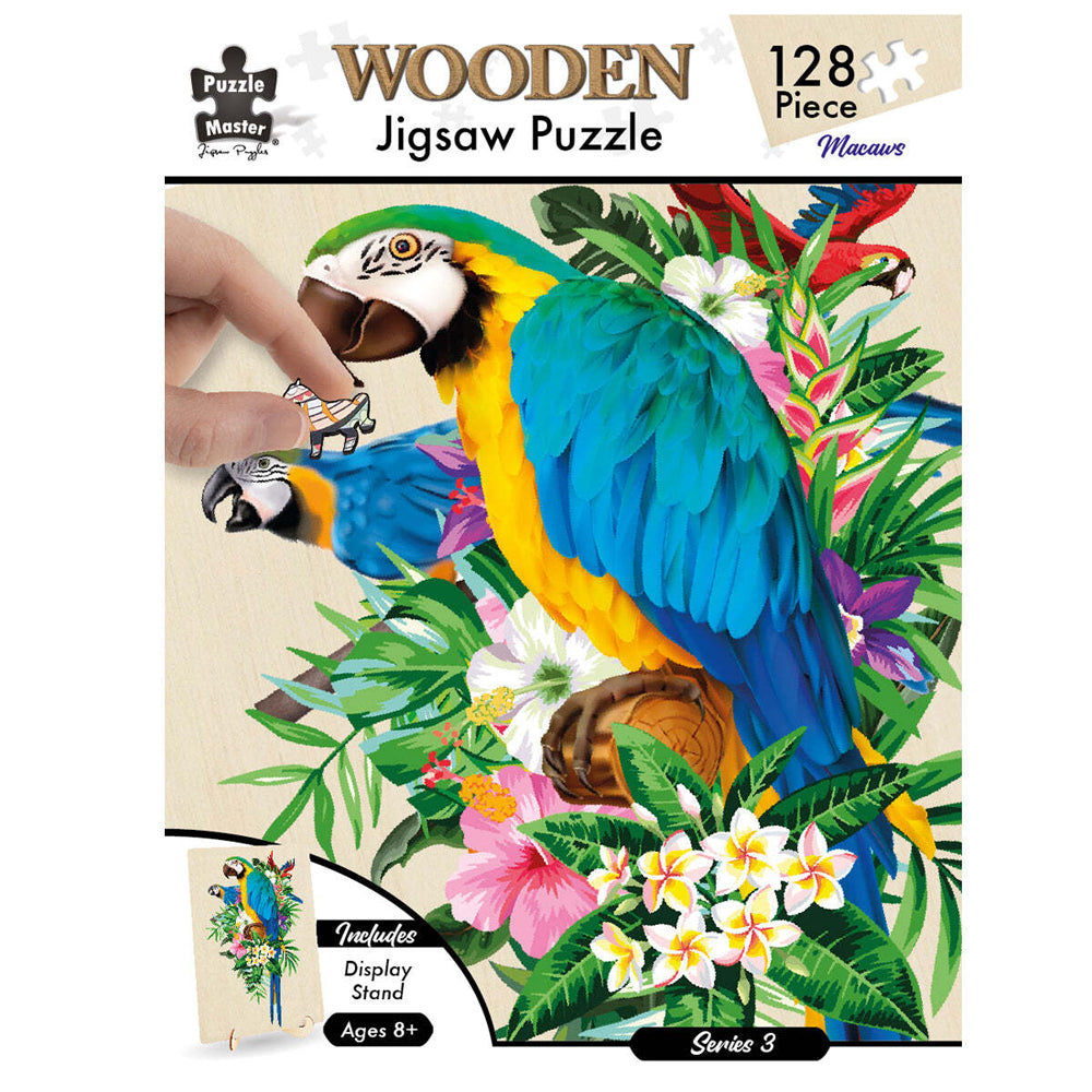 128pc Puzzle Master Kids Wooden Jigsaw Puzzle Series 5 - Macaw 12y+