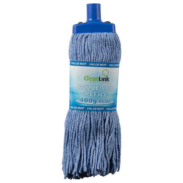 12041-cleanlink-400gm-fibre-mop-head-replacement-refill-blue