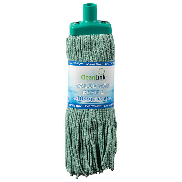 12042-cleanlink-400gm-fibre-mop-head-replacement-refill-green