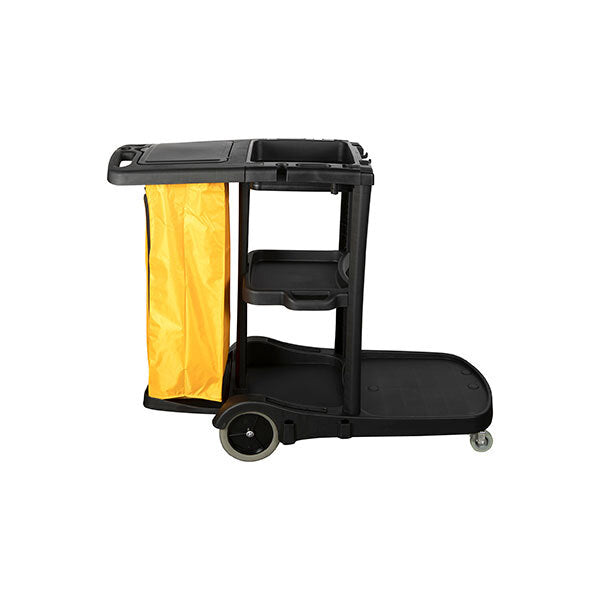 12082-cleanlink-130x100cm-3-tier-janitors-trolley-cart-black