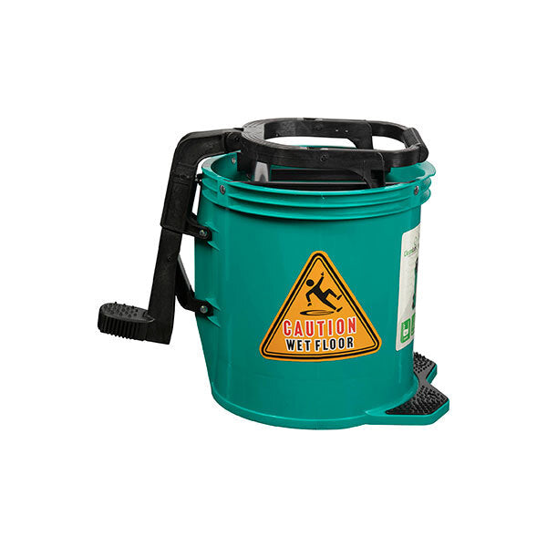 12117-cleanlink-heavy-duty-mop-16l-plastic-bucket-wringer-green