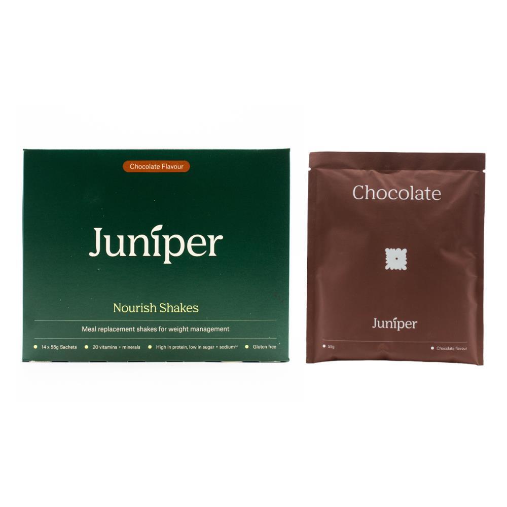 14pc Juniper Nourish Shakes Chocolate Flavour Weight Loss Meal Drink Sachet