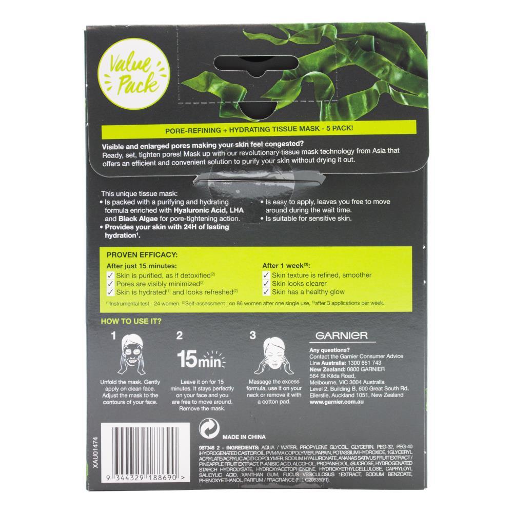 188691-5pc-garnier-28g-skinactive-pure-charcoal-tissue-masks-black-algae