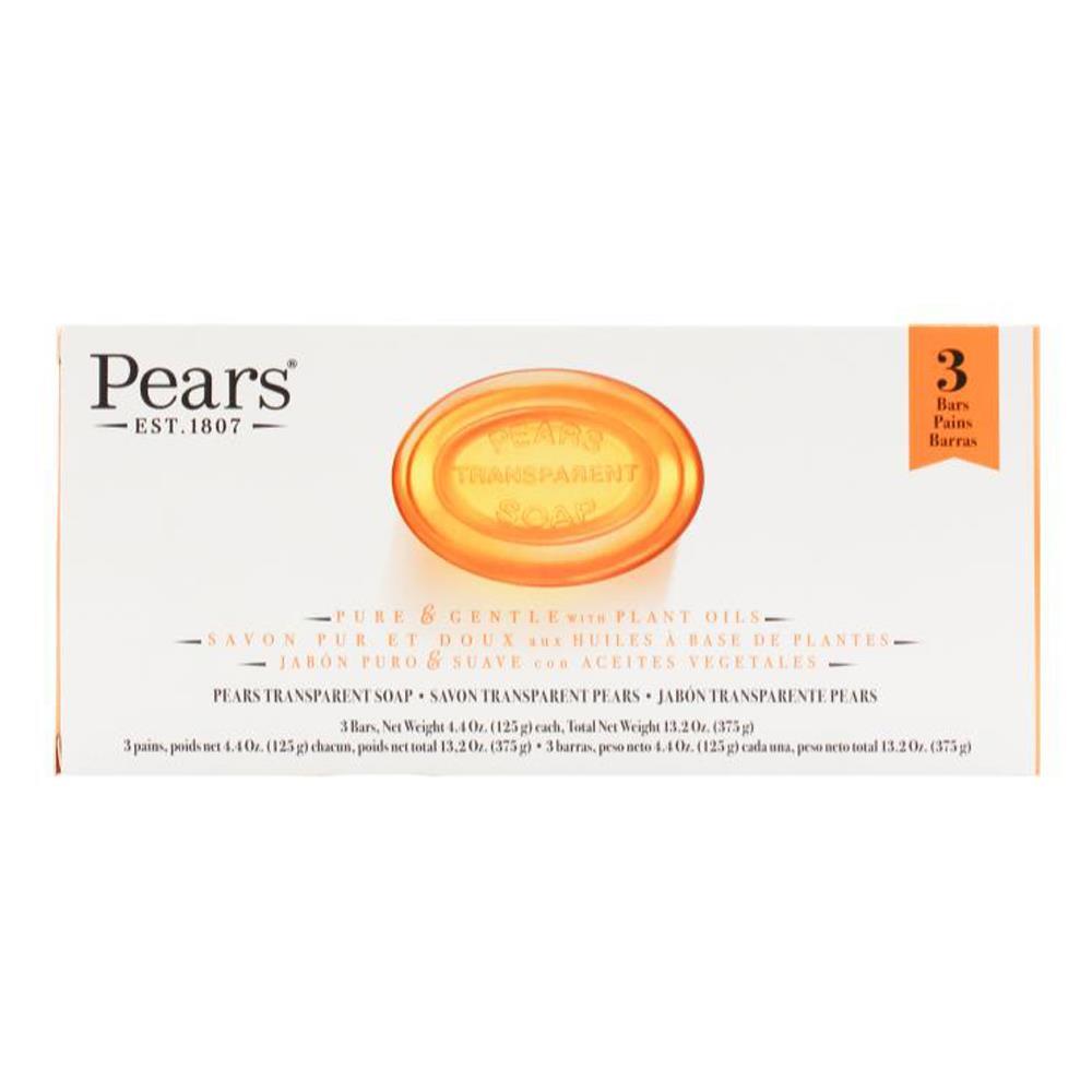5181833-3pc-pears-pure-gentle-125g-transparent-bar-soap-w-plant-oils