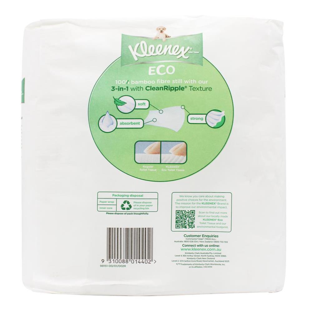 9pc Kleenex Toilet Tissue Eco Bamboo Fibre Rolls 180-Sheets