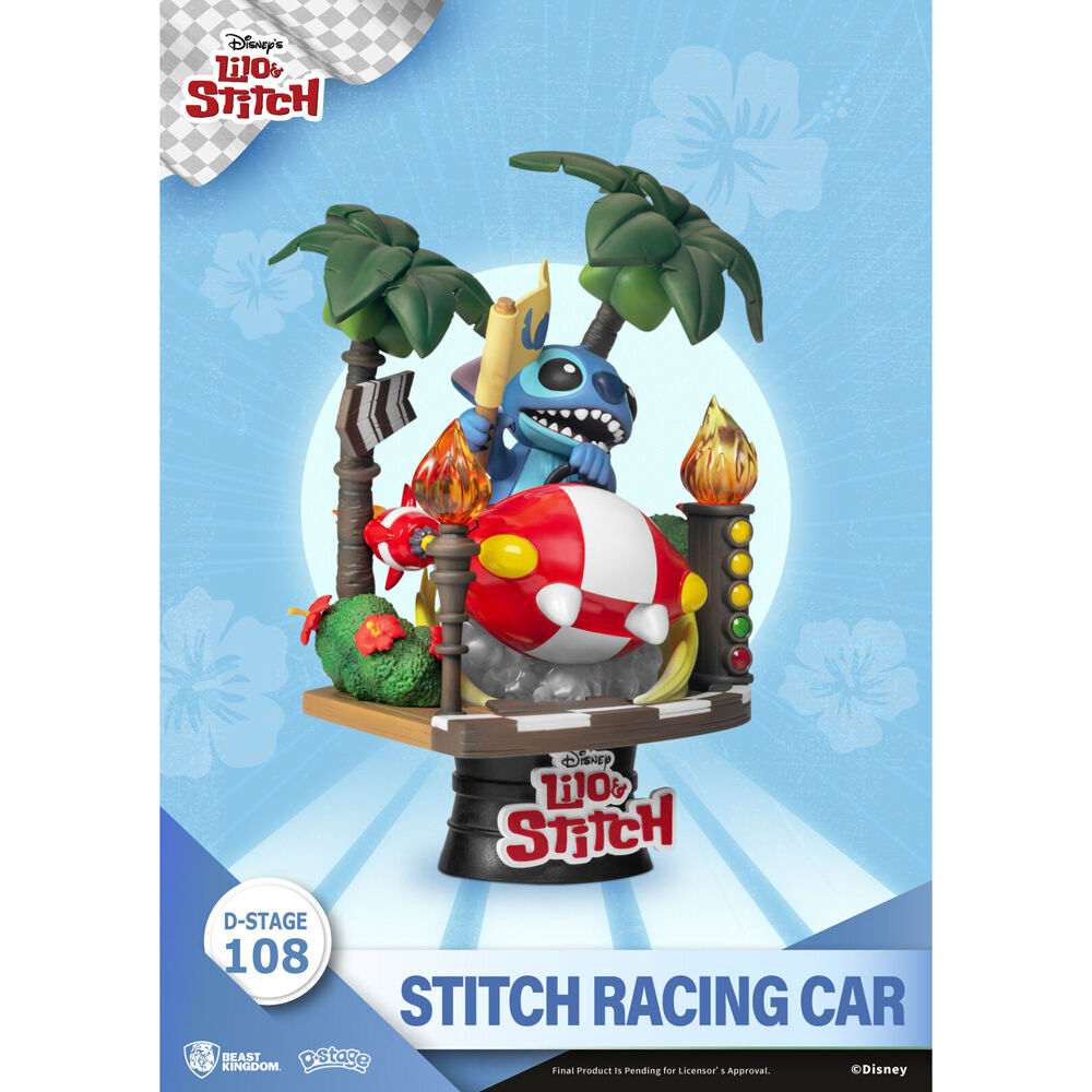 116358-beast-kingdom-d-stage-pvc-lilo-stitch-stitch-racing-car-14-6cm