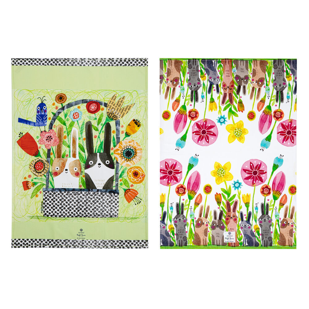 522438-2pc-ashdene-playful-bunnies-kitchen-towel-cloth-50x70cm
