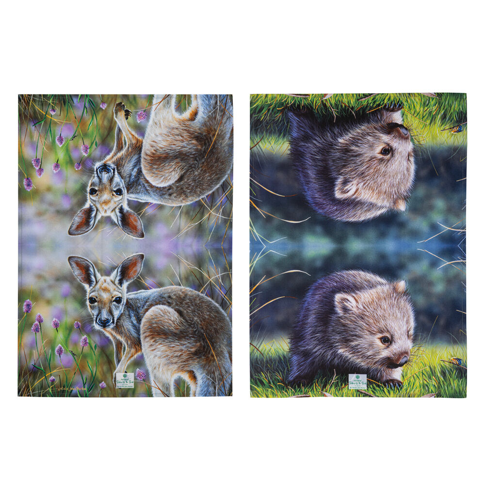 522371-2pc-ashdene-babies-of-the-bush-kitchen-towel-70x50cm-kangaroo-wombat