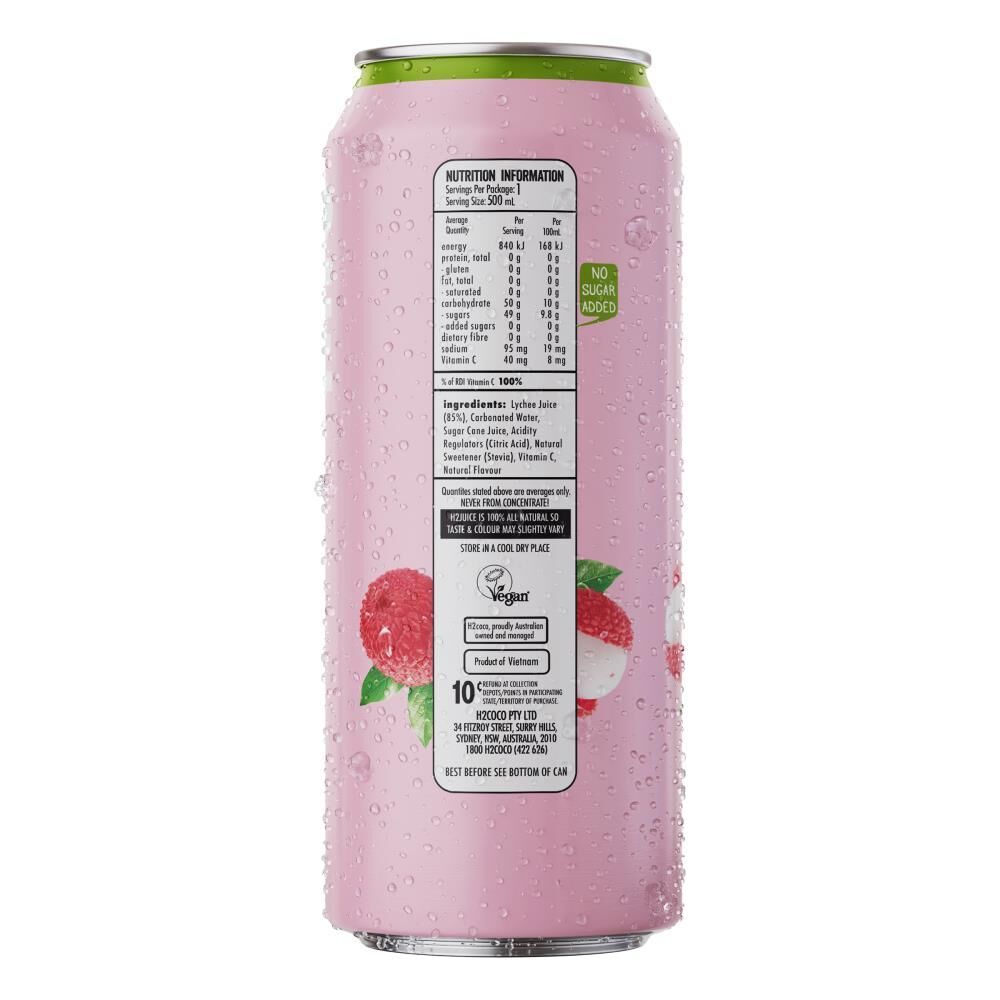 H2 Juice 500ml Sparkling Natural Fruit Juice Drink - Lychee
