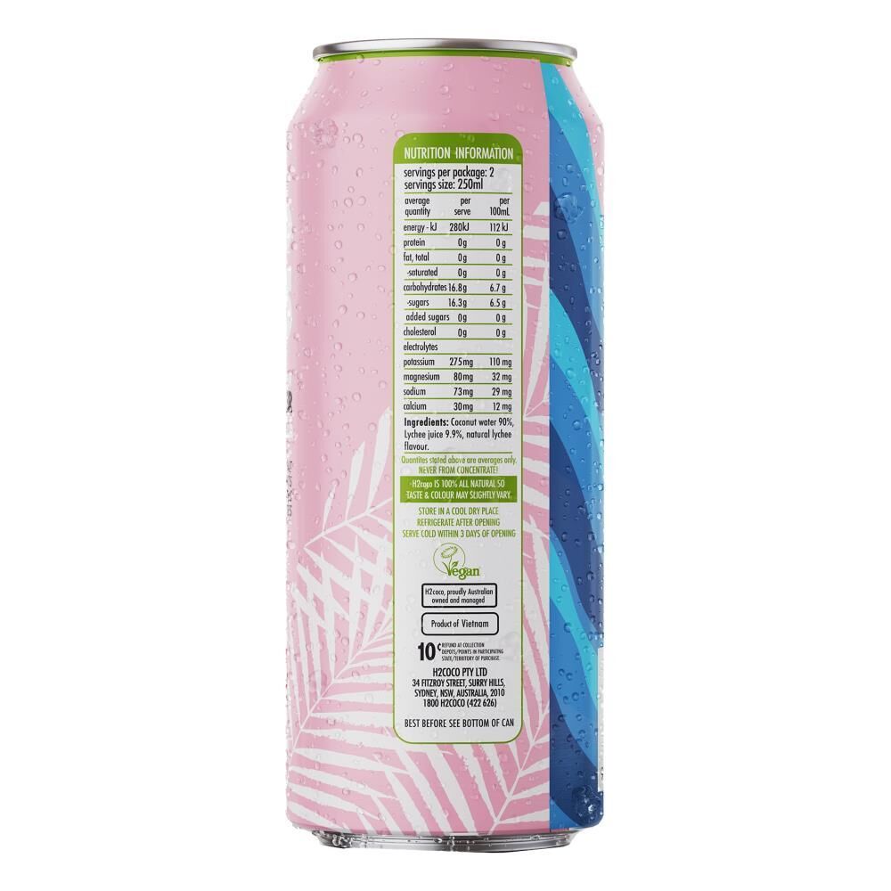 H2 Coco 500ml Pure Natural Coconut Water w/ Lychee Fruit Drink